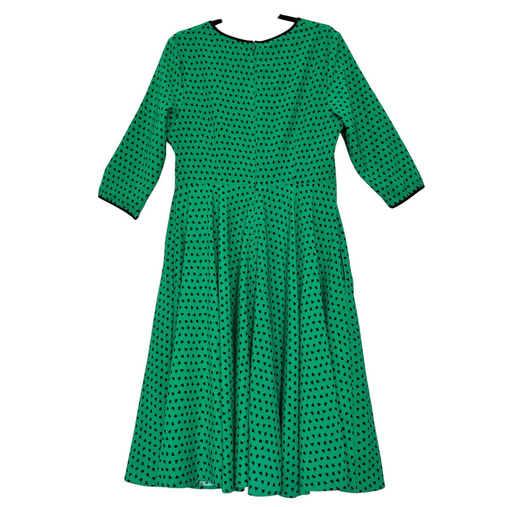 Hell Bunny Dress Paradisum 50s Keyhole Heart Polka Dot Green L Rockabilly Pinup - Picture 11 of 16